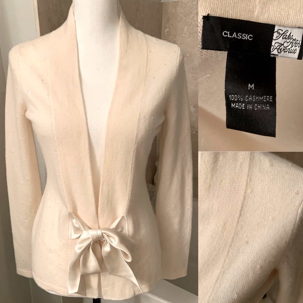Saks Fifth Avenue 100% Cashmere Sweater with Tie